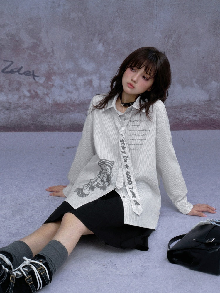 Playful Sweet Cool Original Comic Print Shirts Niche Tie【s0000014793】