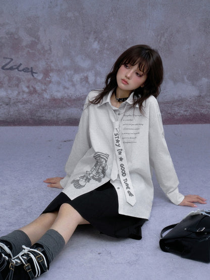 Playful Sweet Cool Original Comic Print Shirts Niche Tie【s0000014793】