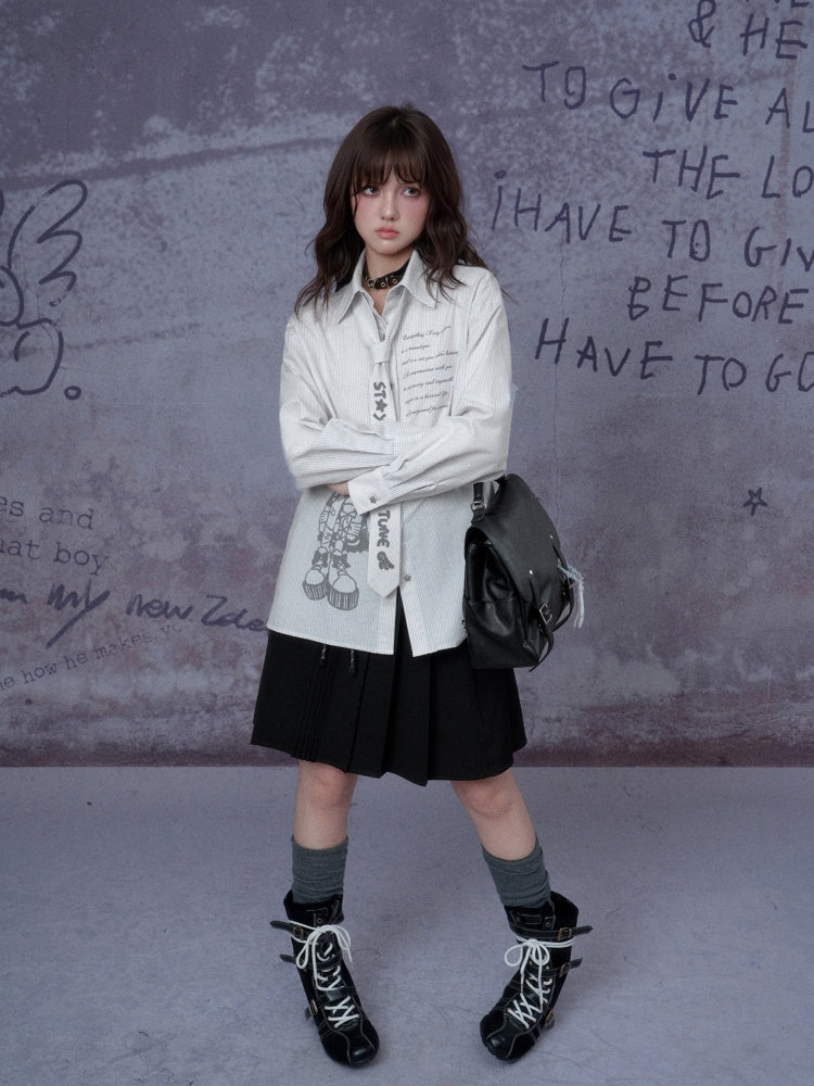 Playful Sweet Cool Original Comic Print Shirts Niche Tie【s0000014793】