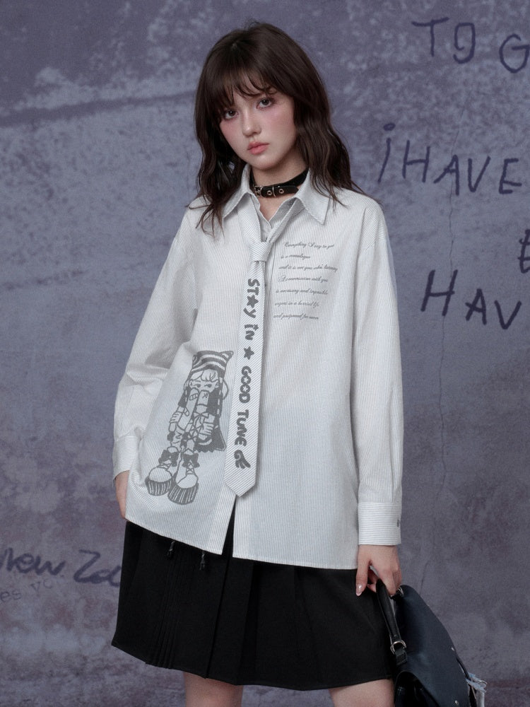 Playful Sweet Cool Original Comic Print Shirts Niche Tie【s0000014793】