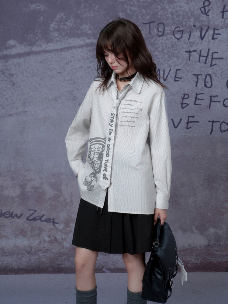 Playful Sweet Cool Original Comic Print Shirts Niche Tie【s0000014793】