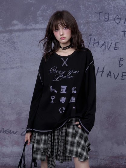Witch's Poison Print Loose Versatile Slimming T-Shirt【s0000014794】