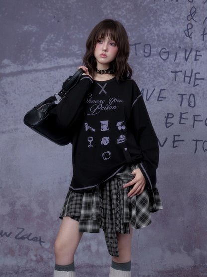 Witch's Poison Print Loose Versatile Slimming T-Shirt【s0000014794】