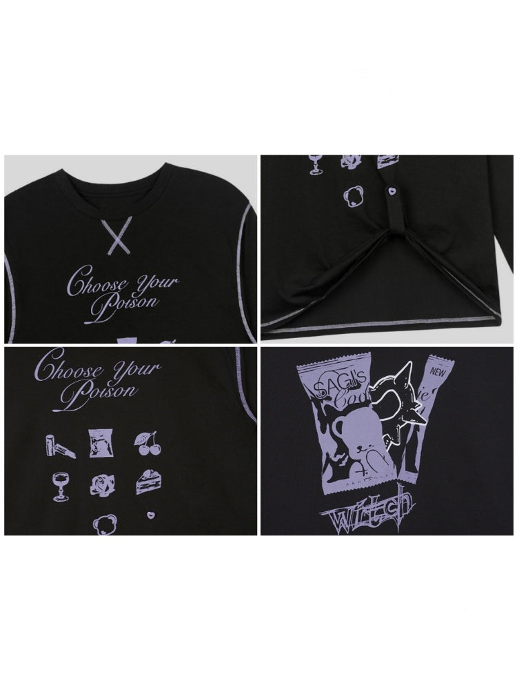 Witch's Poison Print Loose Versatile Slimming T-Shirt【s0000014794】