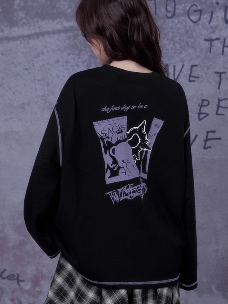 Witch's Poison Print Loose Versatile Slimming T-Shirt【s0000014794】