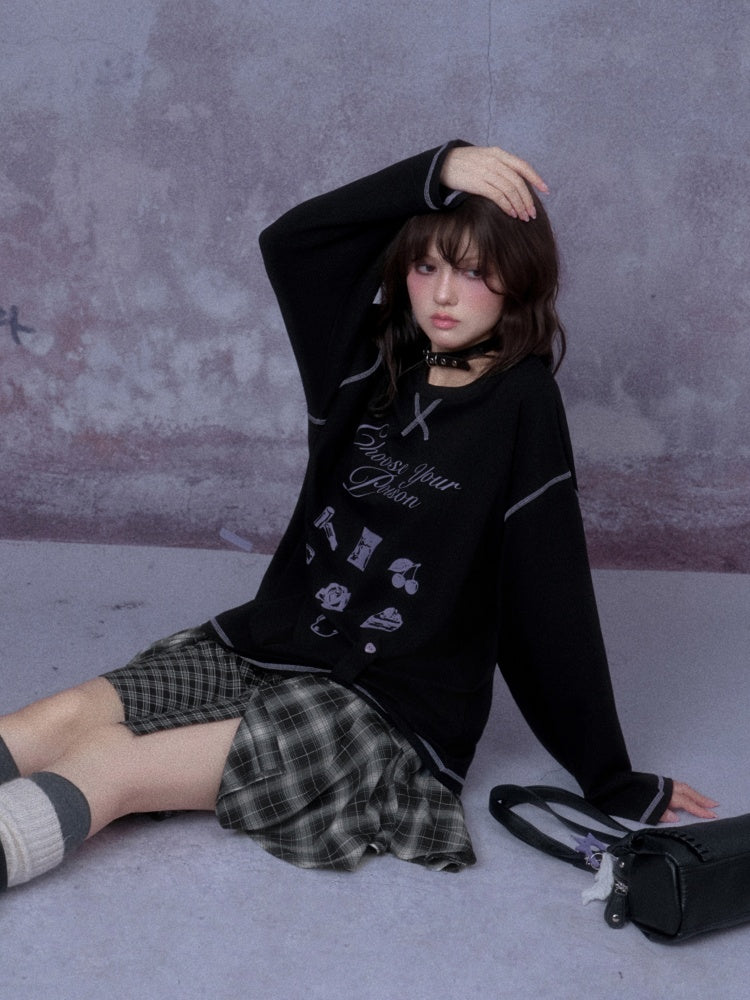 Witch's Poison Print Loose Versatile Slimming T-Shirt【s0000014794】