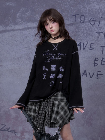Witch's Poison Print Loose Versatile Slimming T-Shirt【s0000014794】