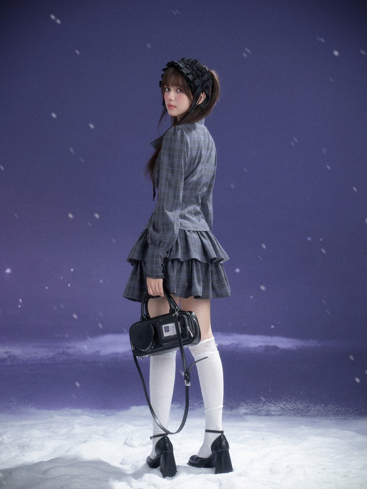 Twilight Doll Plaid Big Bow Cake Dress【s0000014800】