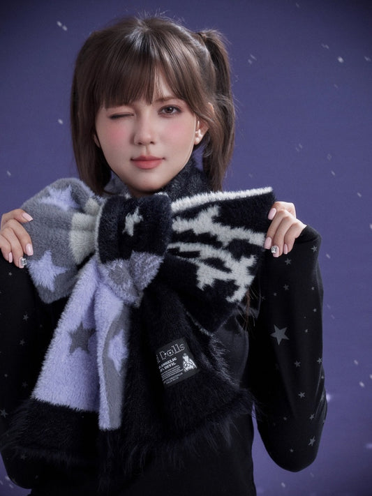 Original Jacquard Imitation Mink Fur Spliced Scarf Thickened Warm【s0000014802】
