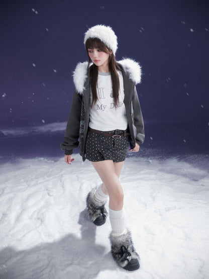 Puppy Foot Prints Double-Layer Corduroy Culotte Pants Fake Two-Piece Skirt【s0000014803】