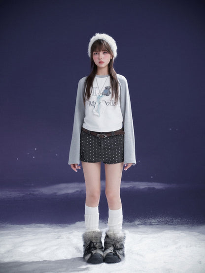 Puppy Foot Prints Double-Layer Corduroy Culotte Pants Fake Two-Piece Skirt【s0000014803】