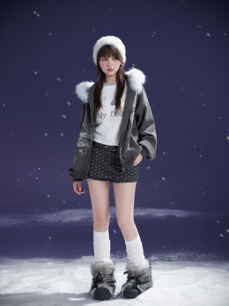 Puppy Foot Prints Double-Layer Corduroy Culotte Pants Fake Two-Piece Skirt【s0000014803】