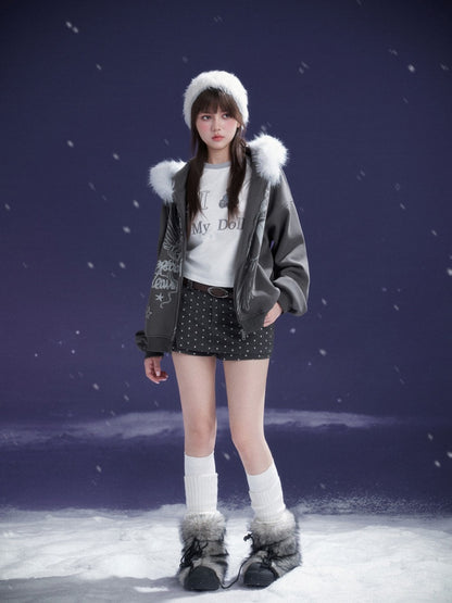 Puppy Foot Prints Double-Layer Corduroy Culotte Pants Fake Two-Piece Skirt【s0000014803】