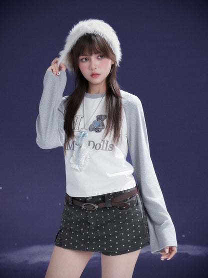 Puppy Foot Prints Double-Layer Corduroy Culotte Pants Fake Two-Piece Skirt【s0000014803】