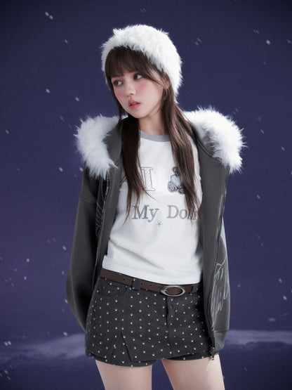 Puppy Foot Prints Double-Layer Corduroy Culotte Pants Fake Two-Piece Skirt【s0000014803】