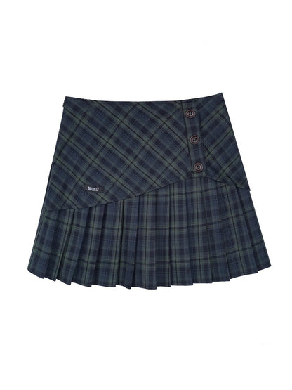 Night Romantic Checkered Retro Collegiate Style Pleated Skirt【s0000014804】