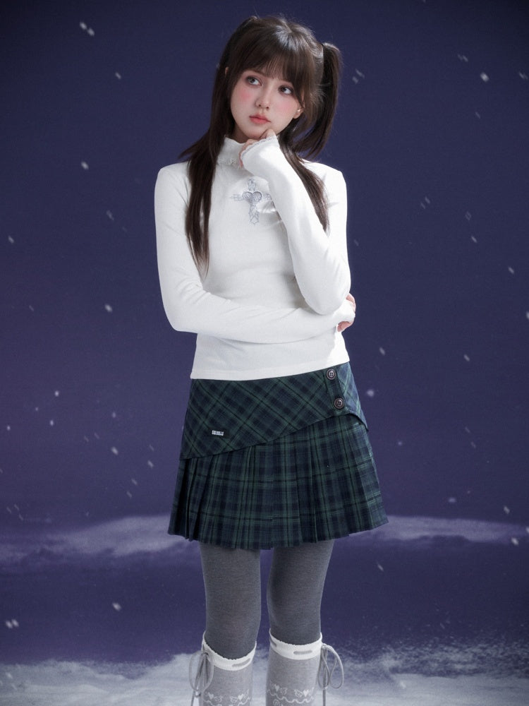 Night Romantic Checkered Retro Collegiate Style Pleated Skirt【s0000014804】