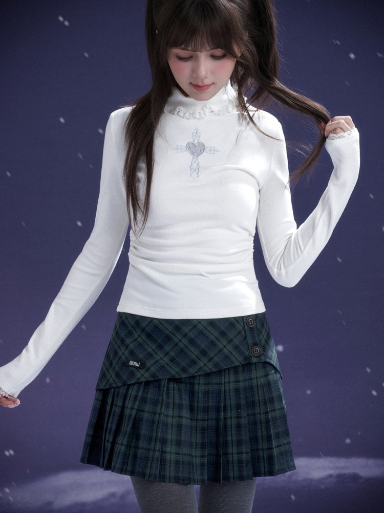 Night Romantic Checkered Retro Collegiate Style Pleated Skirt【s0000014804】