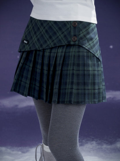 Night Romantic Checkered Retro Collegiate Style Pleated Skirt【s0000014804】