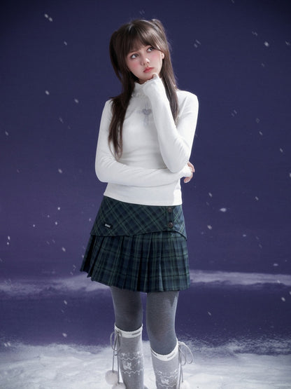 Night Romantic Checkered Retro Collegiate Style Pleated Skirt【s0000014804】