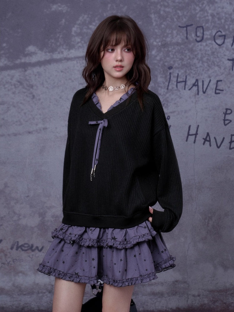 Little Witch Knitted Patchwork Dress【s0000014808】