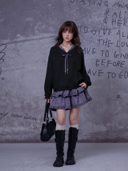 Little Witch Knitted Patchwork Dress【s0000014808】