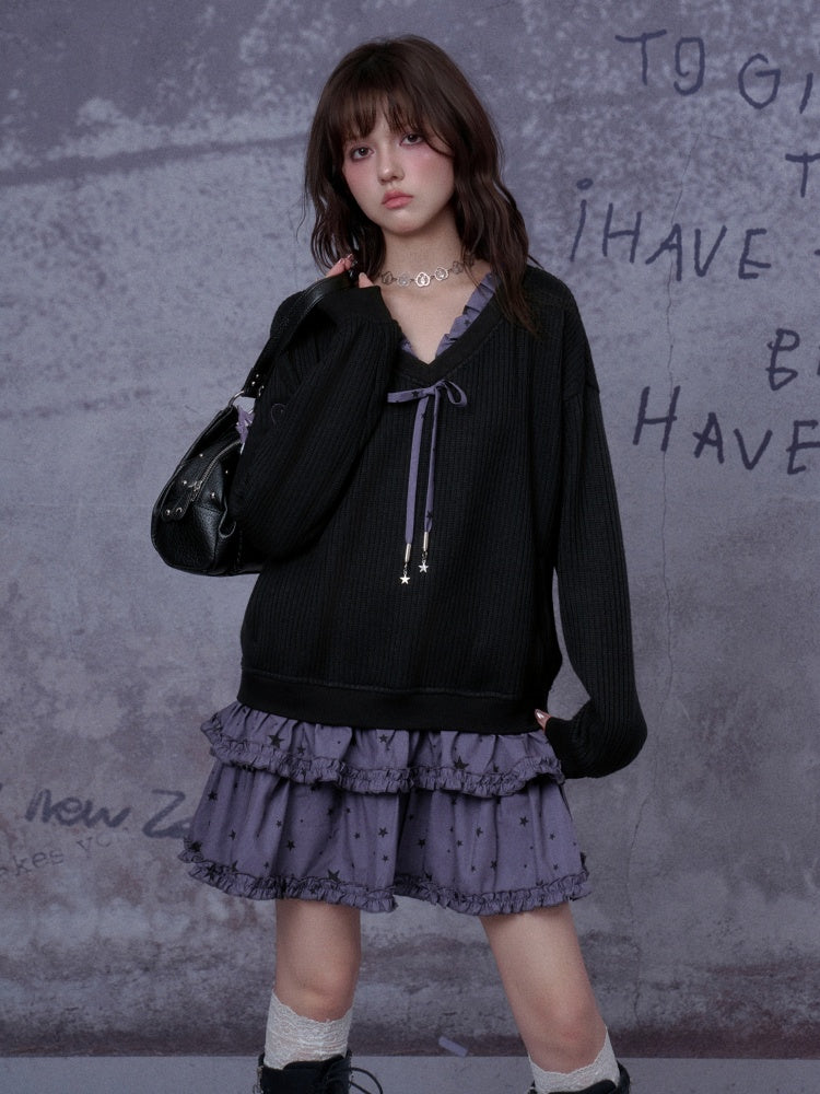 Little Witch Knitted Patchwork Dress【s0000014808】