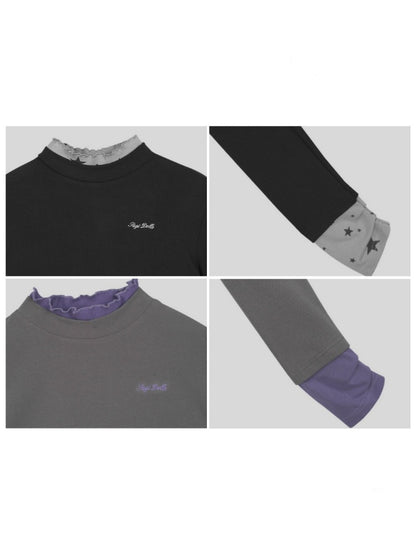 Sweet Cool Slim High-Neck Fake Two-Piece Base Loose T-Shirt【s0000014809】