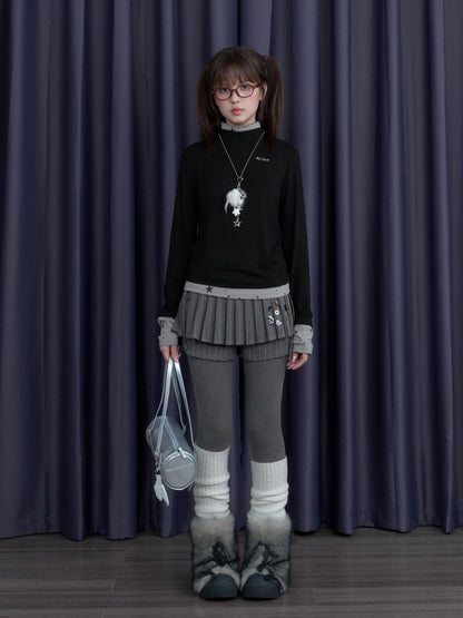 Sweet Cool Slim High-Neck Fake Two-Piece Base Loose T-Shirt【s0000014809】