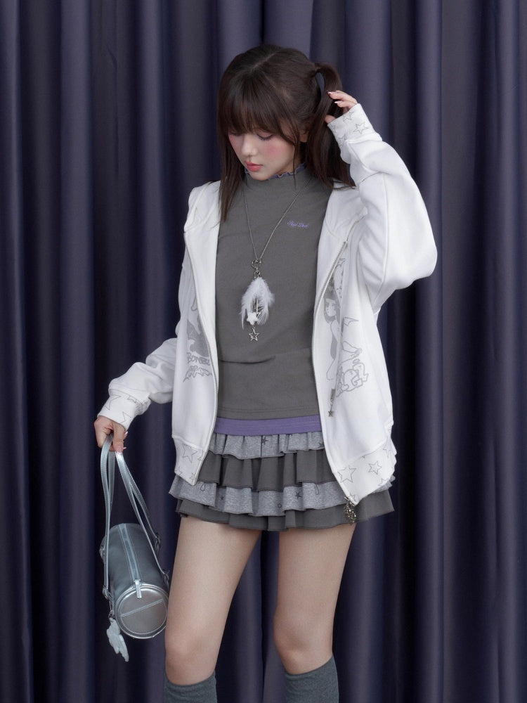 Sweet Cool Slim High-Neck Fake Two-Piece Base Loose T-Shirt【s0000014809】