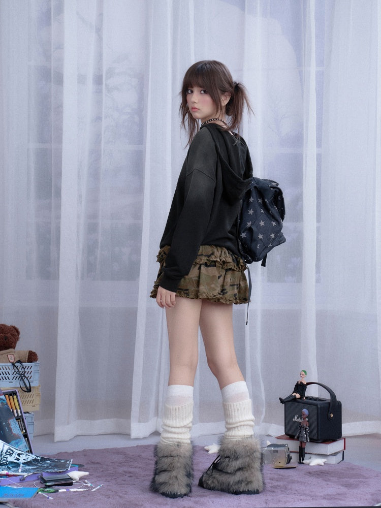 Sweet Cool Heart Logo Rhinestone Hooded Loose Slim Sweatshirt【s0000014811】