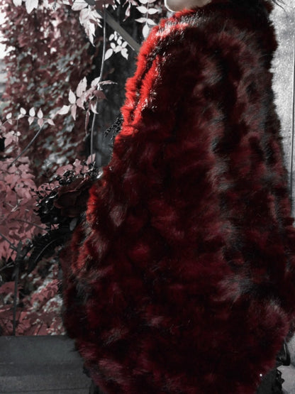Castle Thriller Crimson Gothic Environmental Protection Fur Cloak Shawl【s0000014813】