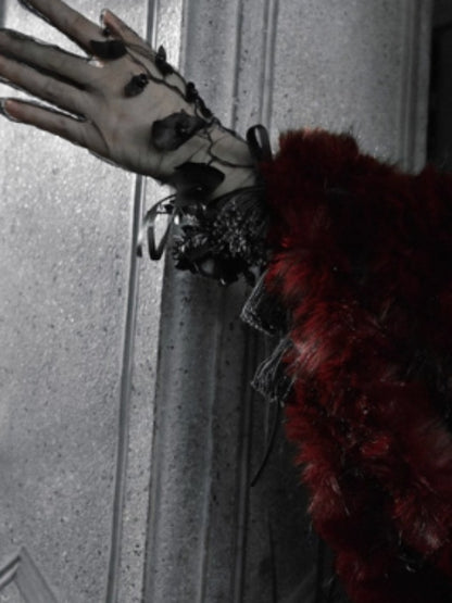 Castle Thriller Crimson Gothic Environmental Protection Fur Cloak Shawl【s0000014813】