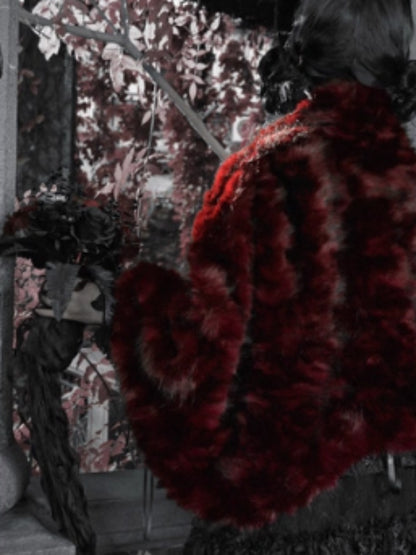 Castle Thriller Crimson Gothic Environmental Protection Fur Cloak Shawl【s0000014813】