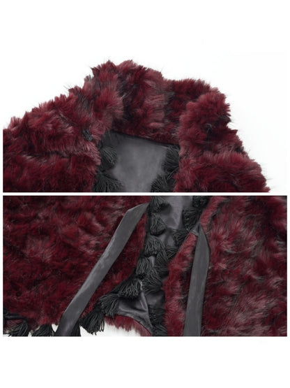 Castle Thriller Crimson Gothic Environmental Protection Fur Cloak Shawl【s0000014813】