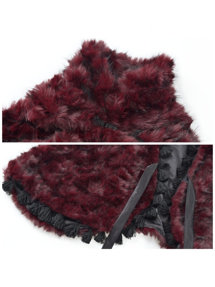 Castle Thriller Crimson Gothic Environmental Protection Fur Cloak Shawl【s0000014813】