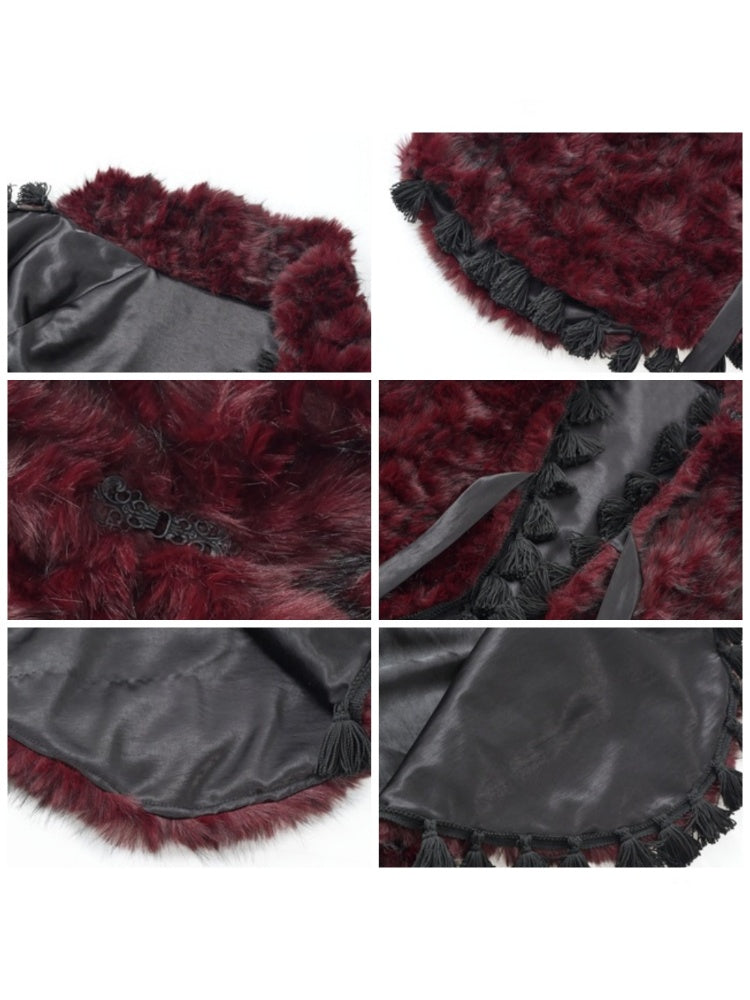 Castle Thriller Crimson Gothic Environmental Protection Fur Cloak Shawl【s0000014813】