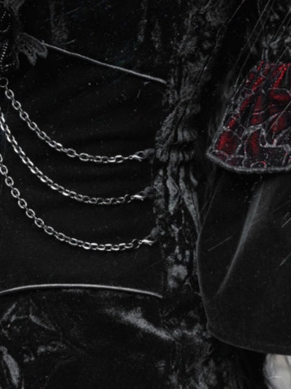 Castle Thriller Crimson Gothic Velvet Bandeau Dress Mermaid Skirt Dress【s0000014814】