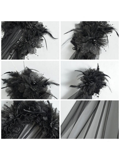 Castle Thriller Gothic Flower Ghost Bride Dark Veil【s0000014815】