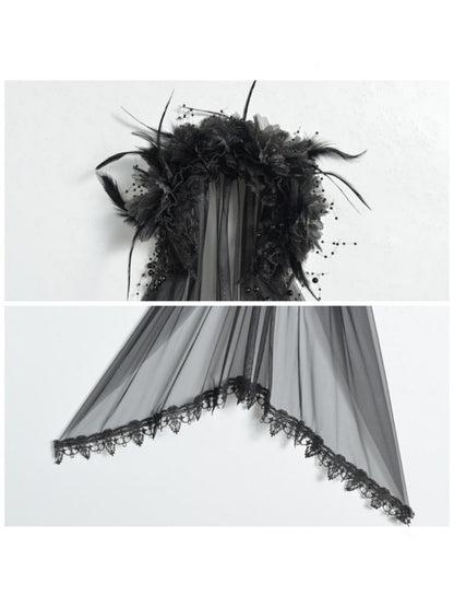 Castle Thriller Gothic Flower Ghost Bride Dark Veil【s0000014815】