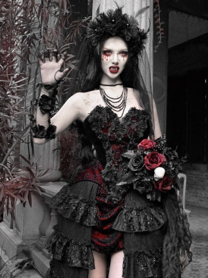 Castle Thriller Gothic Flower Ghost Bride Dark Veil【s0000014815】
