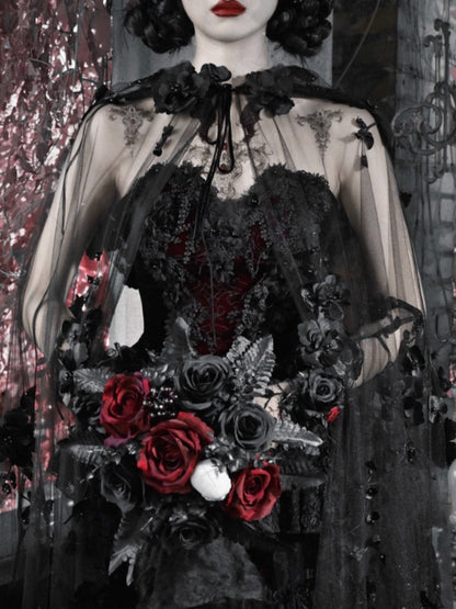 Castle Thriller Gothic Nail Bead Embroidered Hooded Cape【s0000014816】