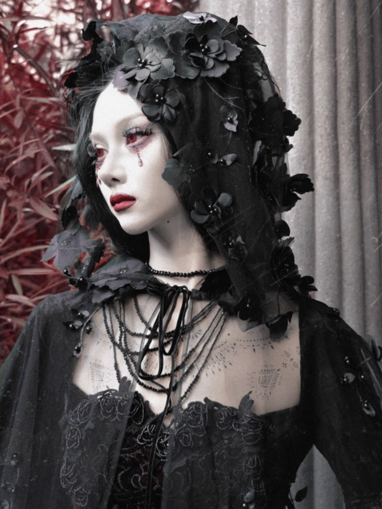 Castle Thriller Gothic Nail Bead Embroidered Hooded Cape【s0000014816】