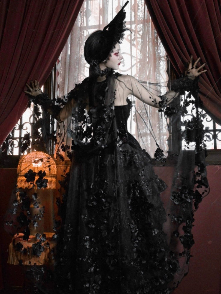 Castle Thriller Gothic Nail Bead Embroidered Hooded Cape【s0000014816】