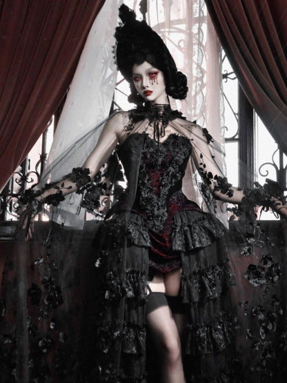 Castle Thriller Gothic Nail Bead Embroidered Hooded Cape【s0000014816】