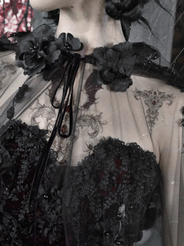 Castle Thriller Gothic Nail Bead Embroidered Hooded Cape【s0000014816】