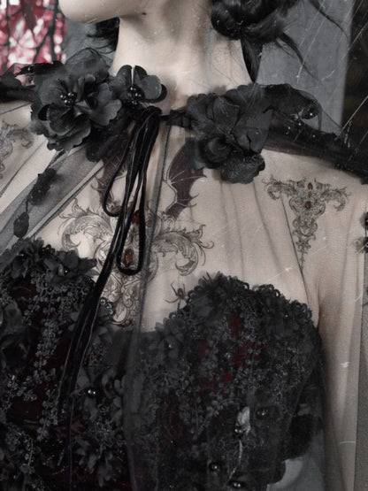 Castle Thriller Gothic Nail Bead Embroidered Hooded Cape【s0000014816】