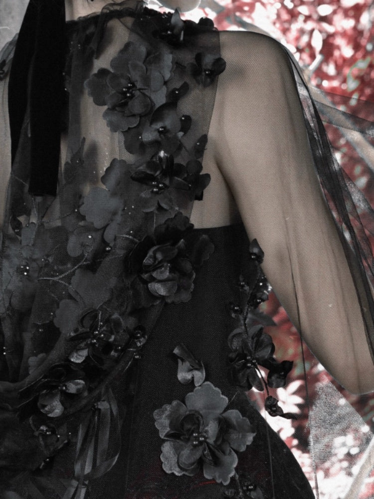 Castle Thriller Gothic Nail Bead Embroidered Hooded Cape【s0000014816】