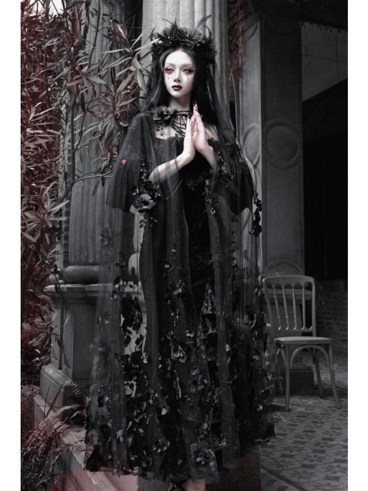 Castle Thriller Gothic Nail Bead Embroidered Hooded Cape【s0000014816】