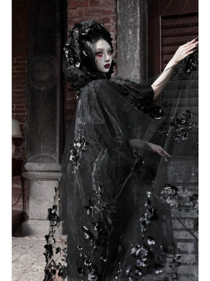 Castle Thriller Gothic Nail Bead Embroidered Hooded Cape【s0000014816】